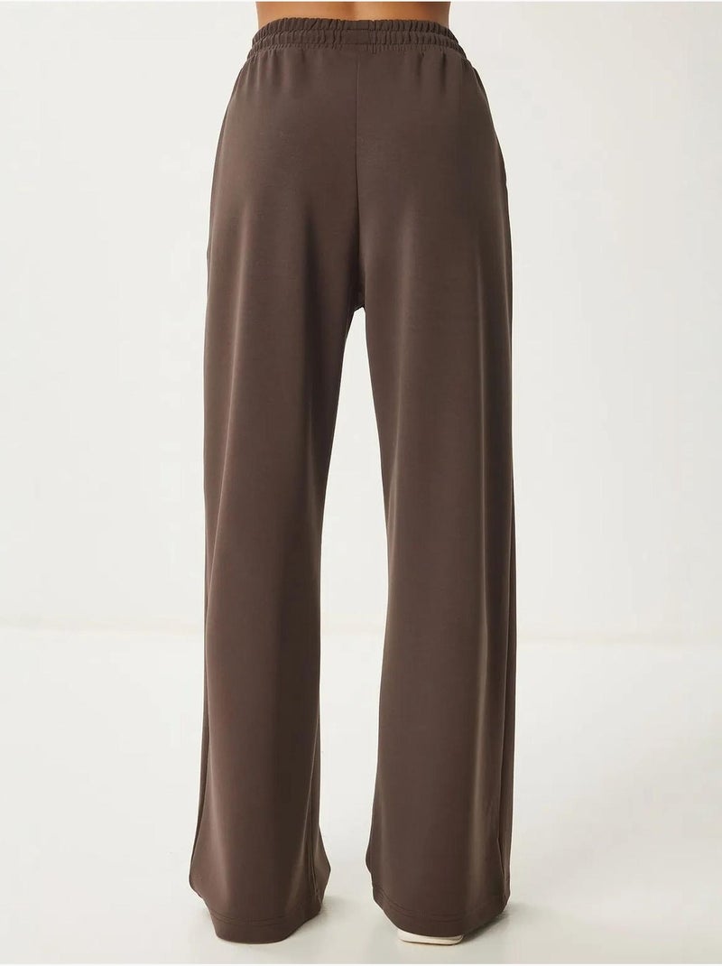 Pantalon de jogging jambe large à taille à cordon istanbul Marron chocolat - Kiabi
