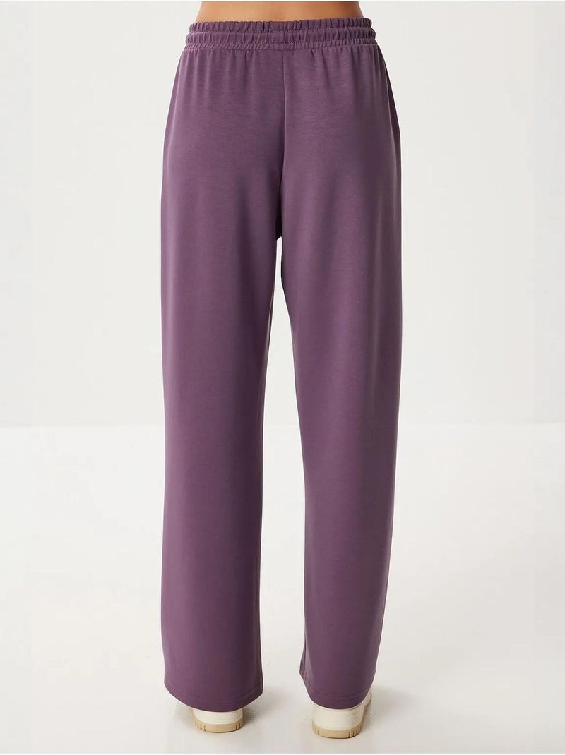 Pantalon de jogging jambe large à taille à cordon istanbul Mauve - Kiabi