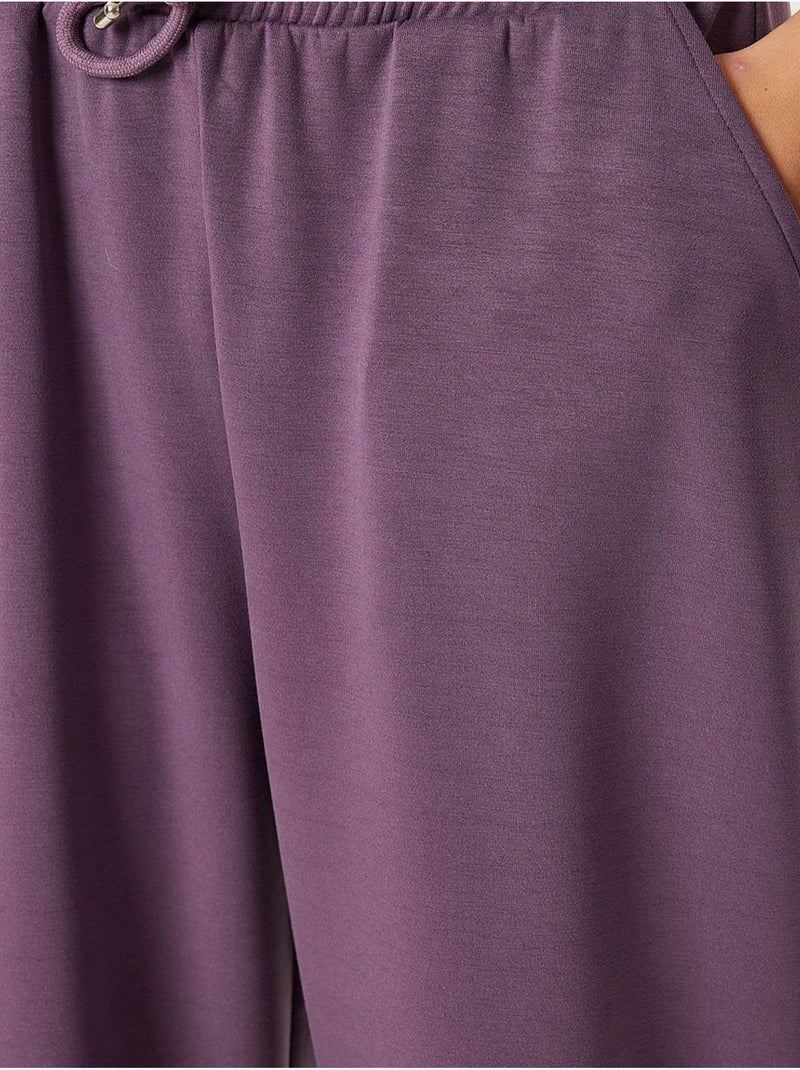 Pantalon de jogging jambe large à taille à cordon istanbul Mauve - Kiabi