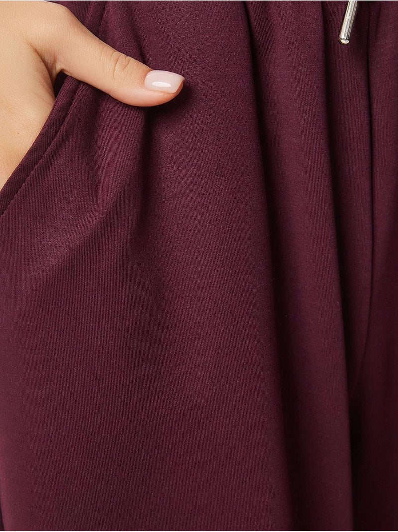 Pantalon de jogging jambe large à taille à cordon istanbul Rouge bordeaux - Kiabi