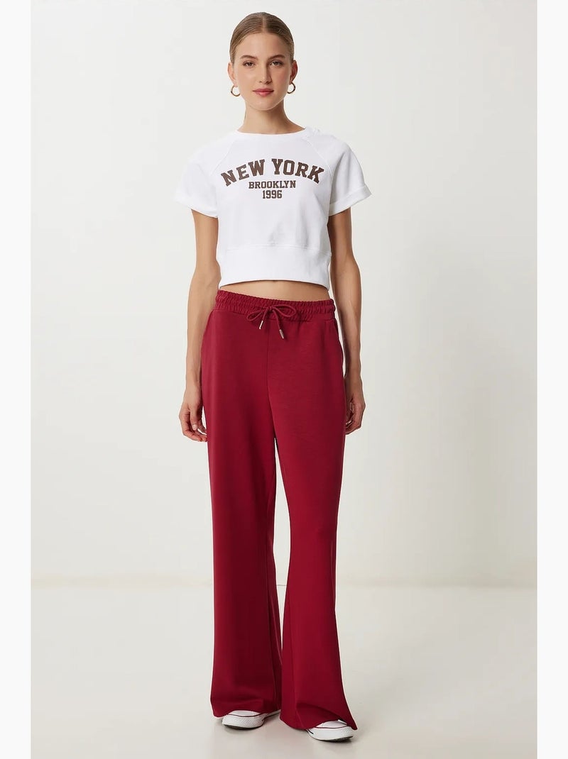 Pantalon de jogging jambe large à taille à cordon istanbul Rouge cachemire - Kiabi