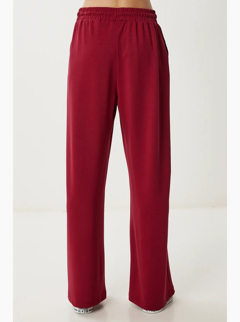 Pantalon de jogging jambe large à taille à cordon istanbul Rouge cachemire - Kiabi