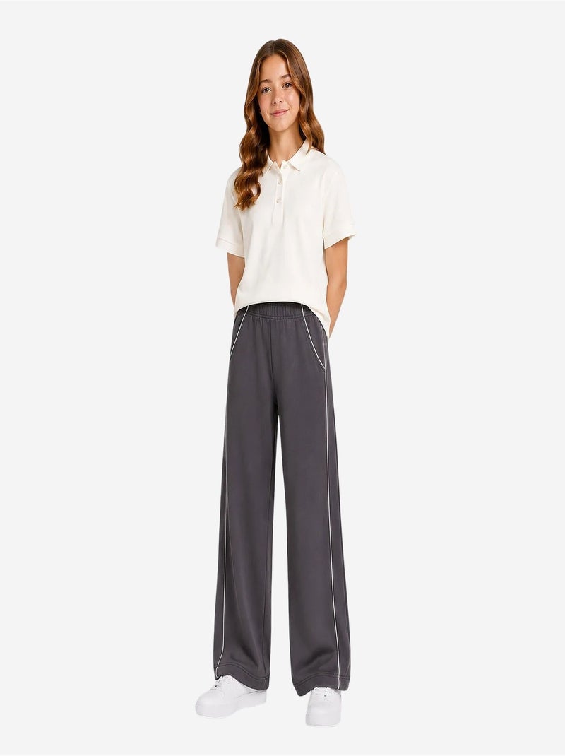 Pantalon de jogging jeunesse à taille élastique jambe large tommy Gris Noir - Kiabi