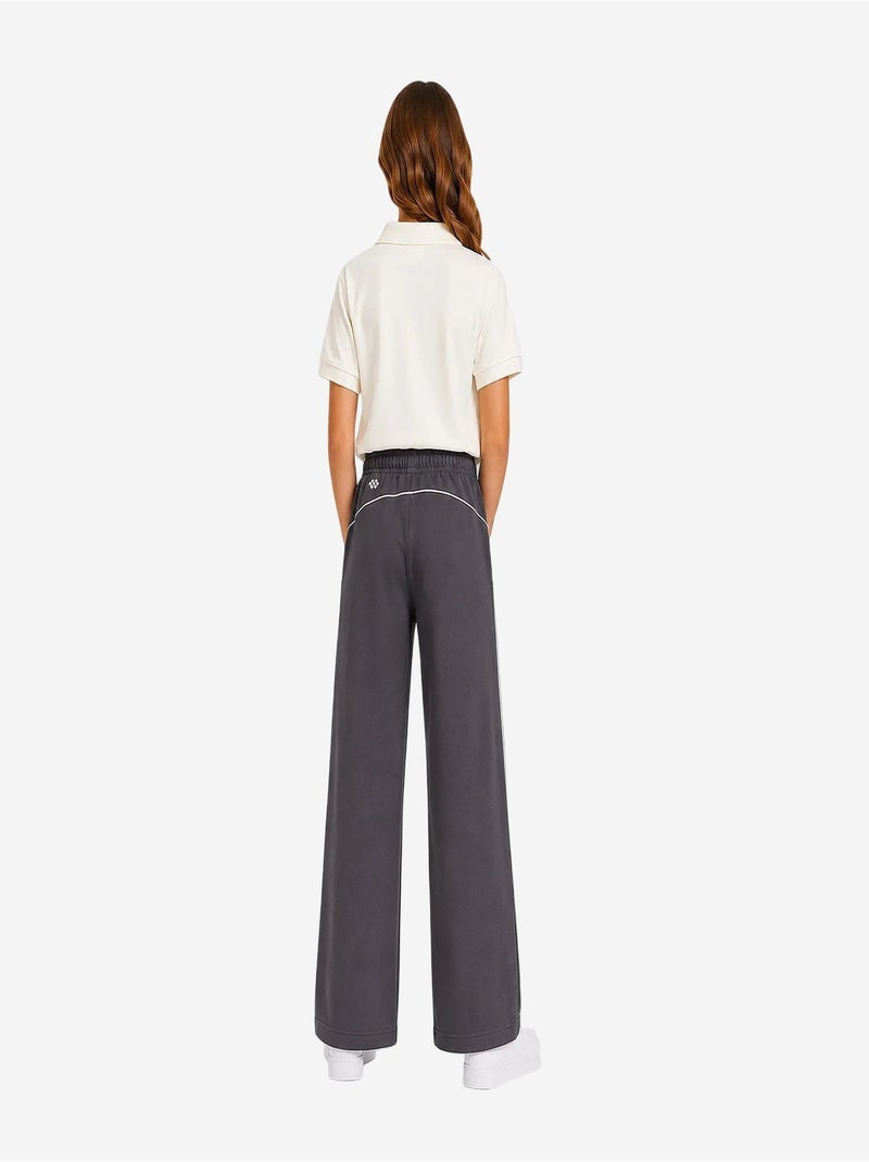 Pantalon de jogging jeunesse à taille élastique jambe large tommy Gris Noir - Kiabi