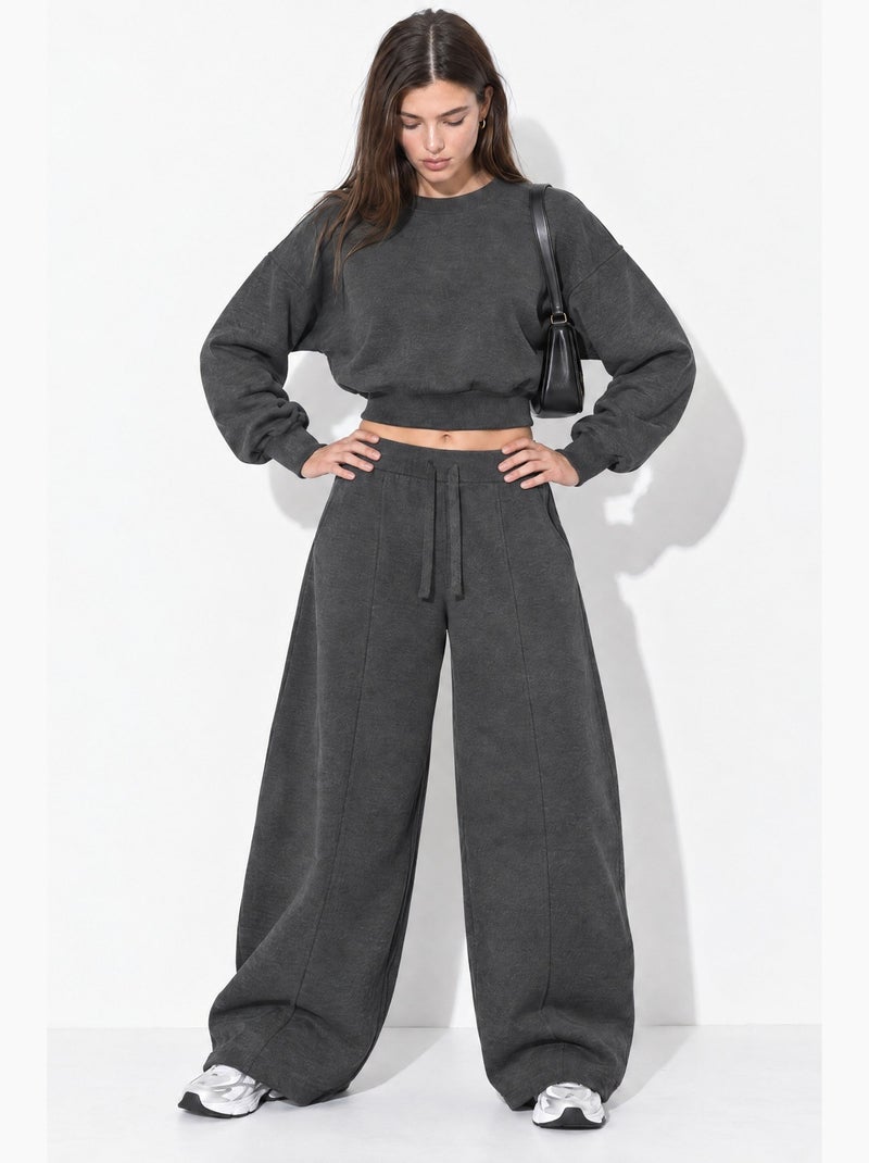 Pantalon de jogging large coupe barrel hiccup Gris Noir - Kiabi