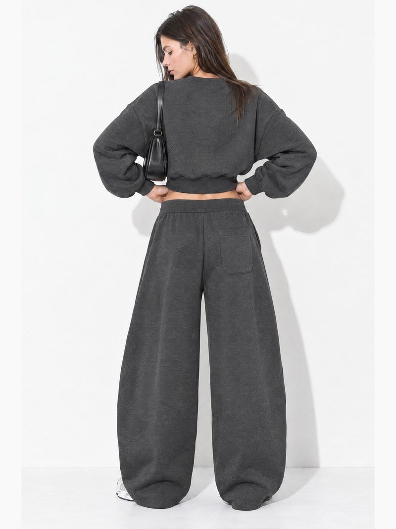 Pantalon de jogging large coupe barrel hiccup Gris Noir - Kiabi