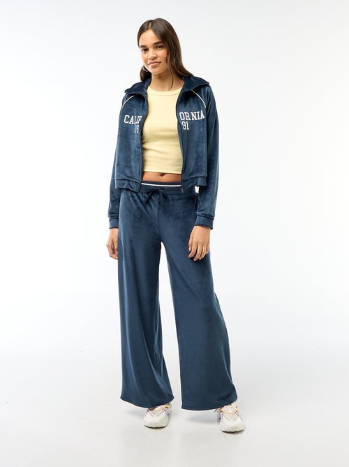 Pantalon de jogging large en velours - Kiabi