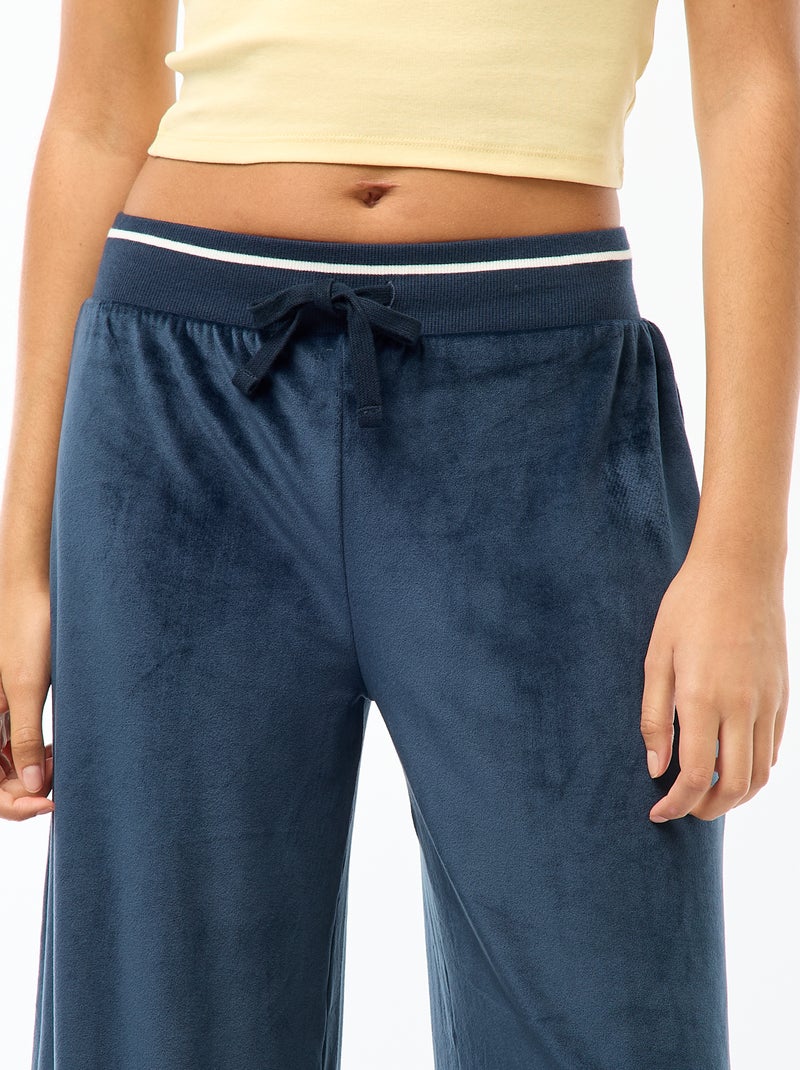 Pantalon de jogging large en velours Bleu - Kiabi