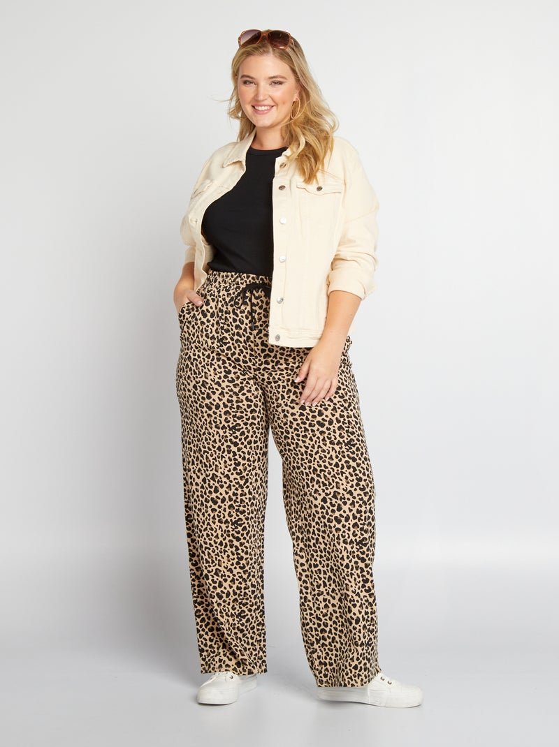 Pantalon de jogging 'léopard' french terry Beige - Kiabi