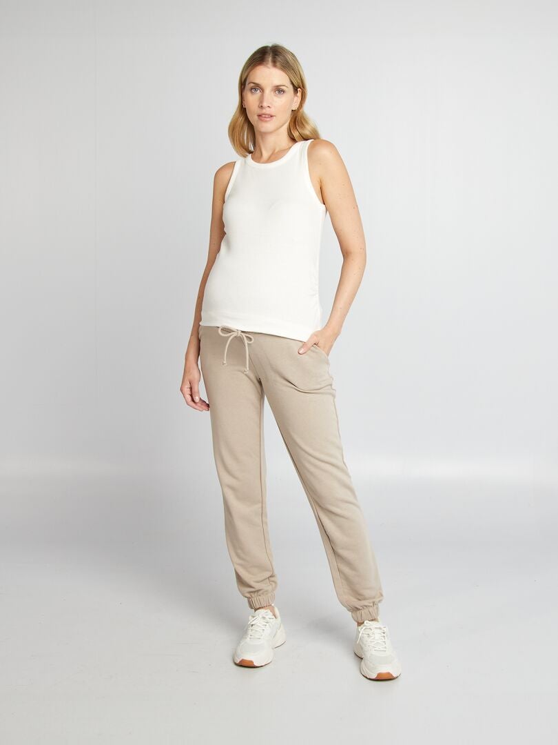 Pantalon de jogging maternité beige - Kiabi