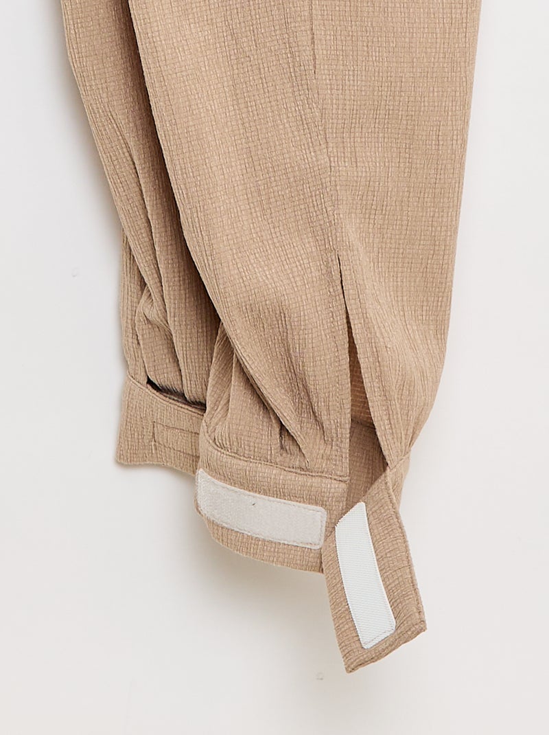 Pantalon de jogging pour femme en maille légère à taille élastiquée Beige - Kiabi