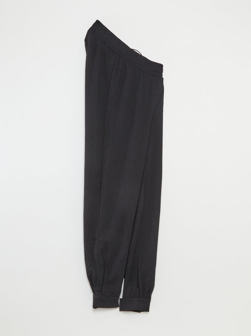 Pantalon de jogging pour femme en maille légère à taille élastiquée Noir - Kiabi
