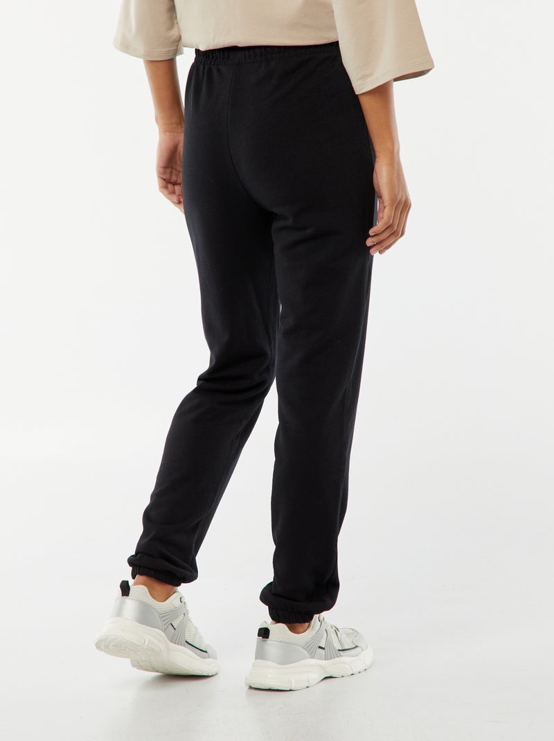 Pantalon de jogging pour femme en maille lourde à taille standard Noir - Kiabi