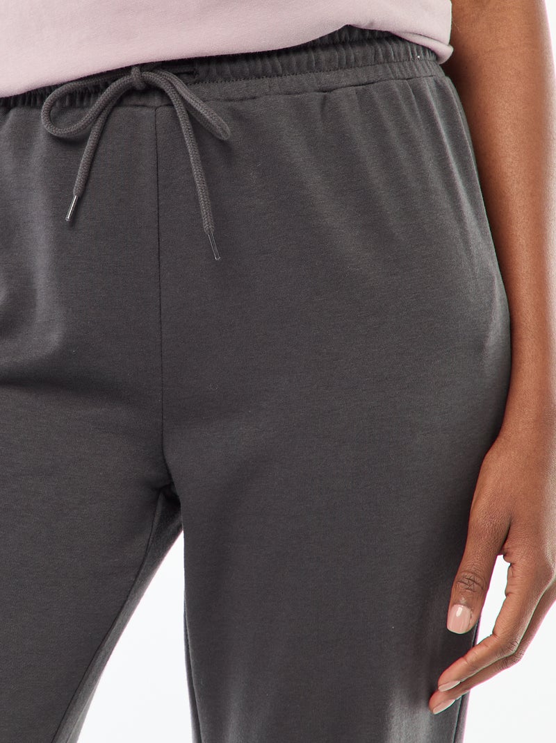 Pantalon de jogging pour femme en maille lourde Noir - Kiabi