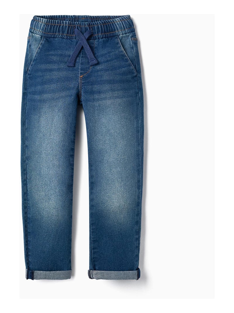 Pantalon de jogging slim fit en jean pour garçon   DIFFERENT TOGETHER Bleu - Kiabi