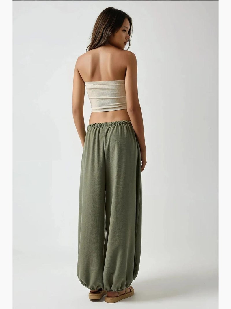 Pantalon de jogging taille basse coupe ample hiccup Kaki - Kiabi