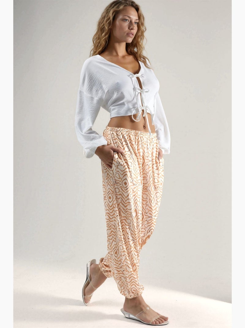 Pantalon de jogging taille basse imprimé zèbre hiccup Beige - Kiabi