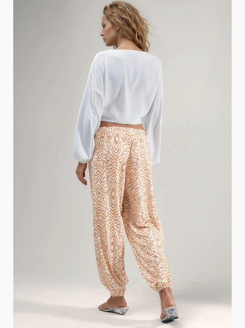Pantalon de jogging taille basse imprimé zèbre hiccup Beige - Kiabi