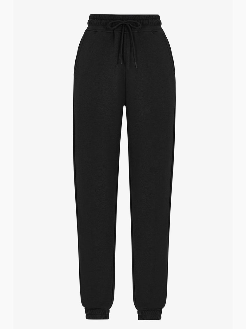 Pantalon de jogging taille haute à bas resserrés penti Noir - Kiabi