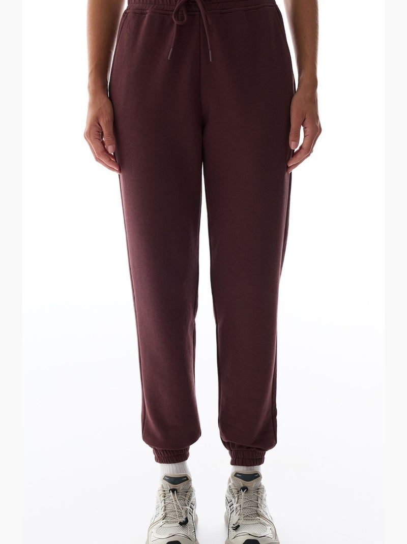 Pantalon de jogging taille haute à bas resserrés penti Rouge bordeaux - Kiabi
