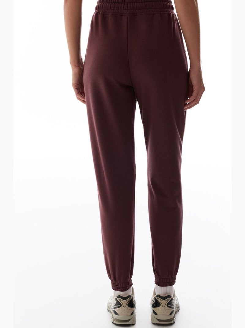 Pantalon de jogging taille haute à bas resserrés penti Rouge bordeaux - Kiabi