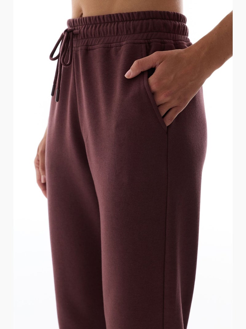 Pantalon de jogging taille haute à bas resserrés penti Rouge bordeaux - Kiabi