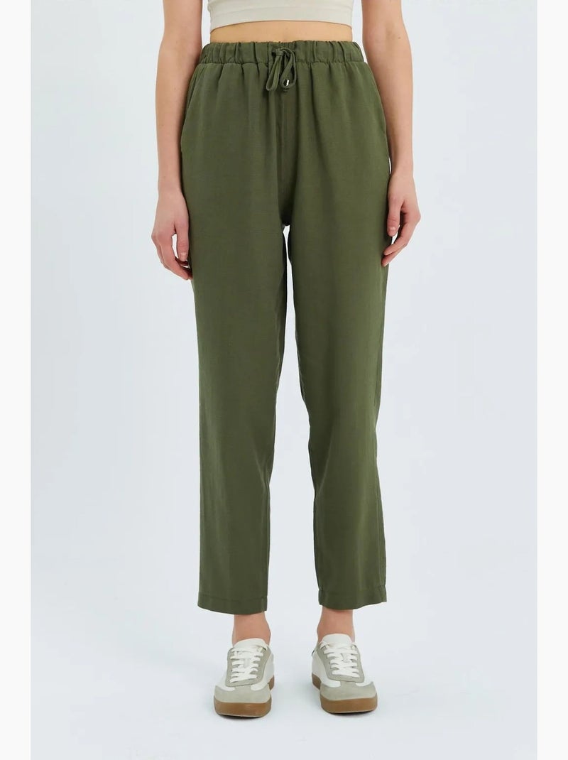 Pantalon de jogging taille haute avec cordon de serrage mixray Kaki - Kiabi