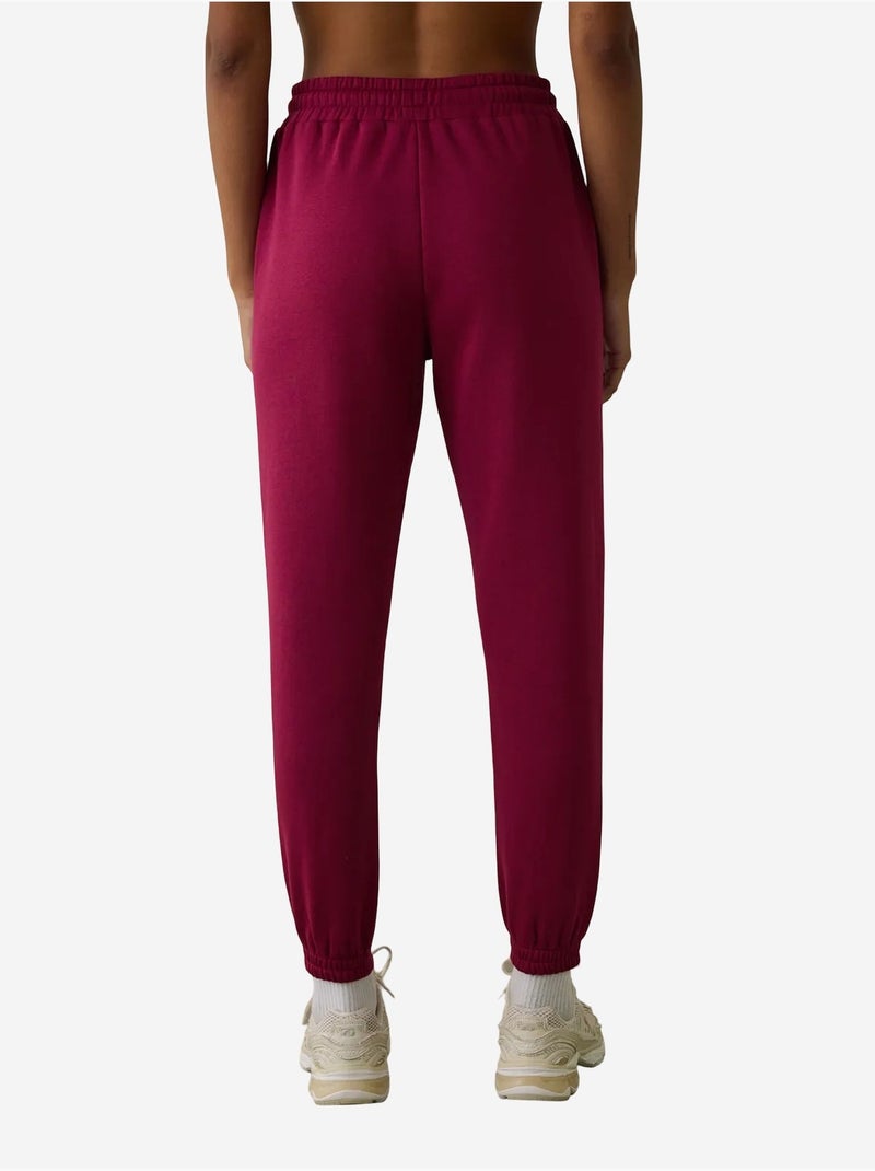 Pantalon de jogging taille haute avec détail à nouer, molletonné penti Magenta - Kiabi