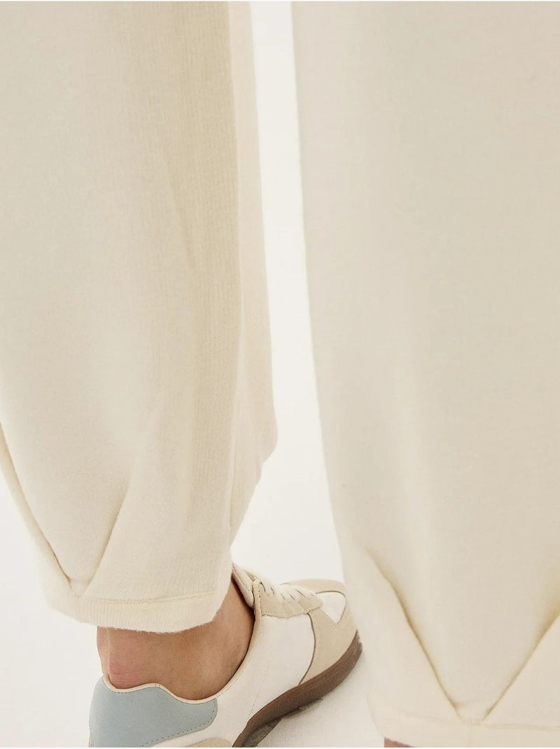 Pantalon de jogging tricoté taille haute Beige naturel - Kiabi