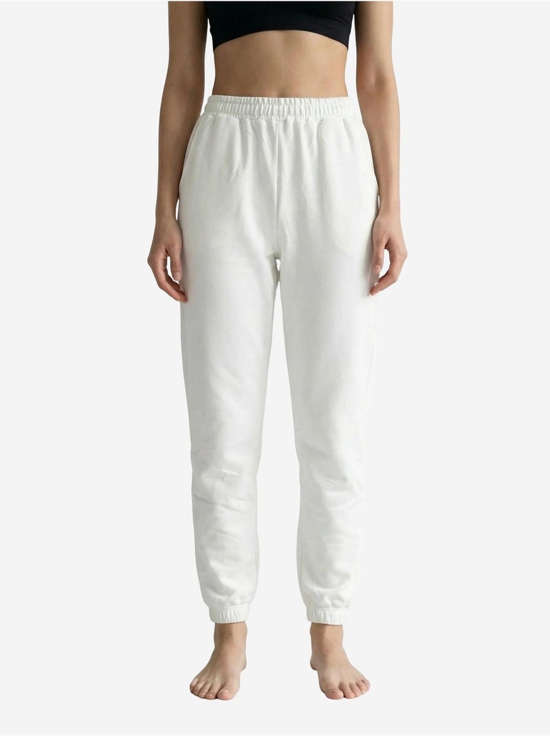 Pantalon de jogging uni à taille élastique my fashion Blanc - Kiabi