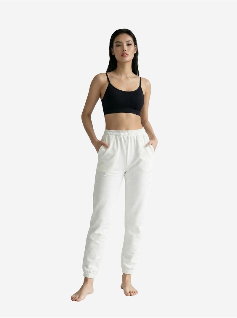 Pantalon de jogging uni à taille élastique my fashion Blanc - Kiabi