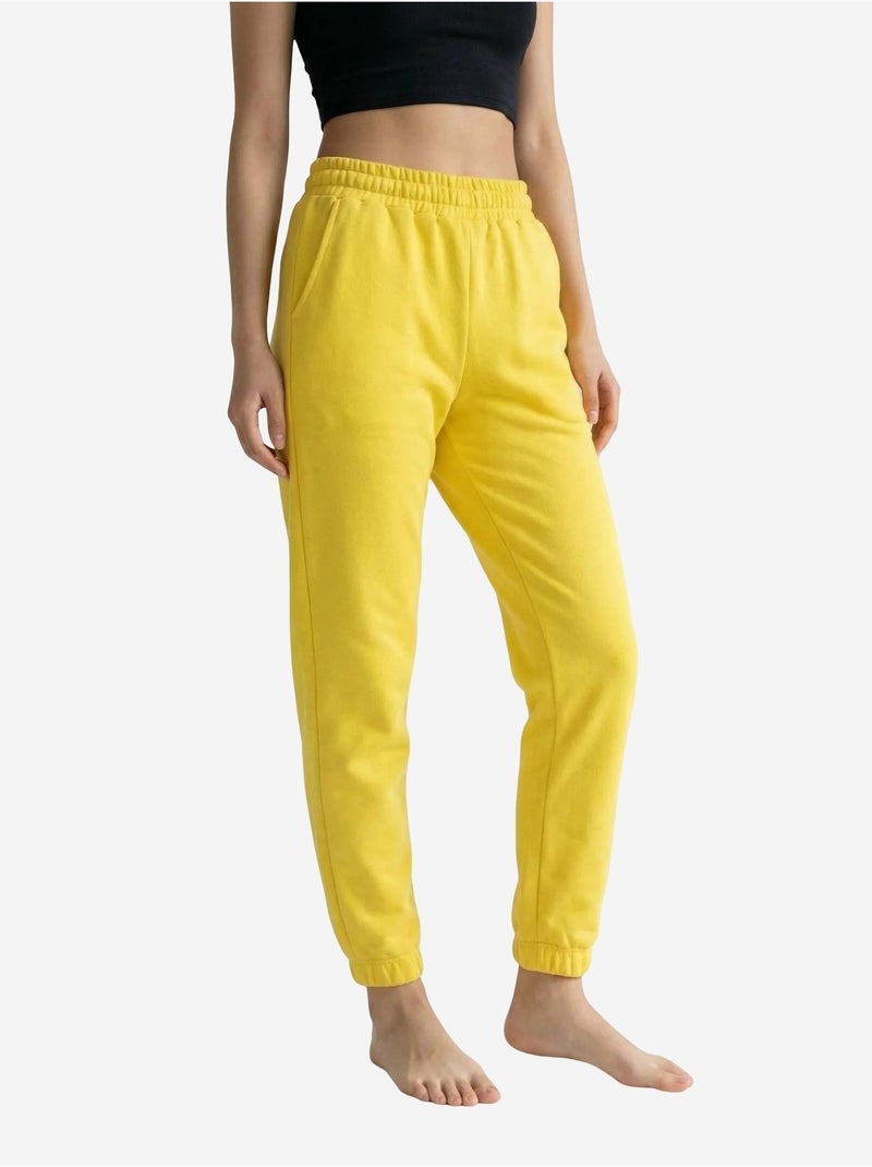 Pantalon de jogging uni à taille élastique my fashion Jaune citron - Kiabi