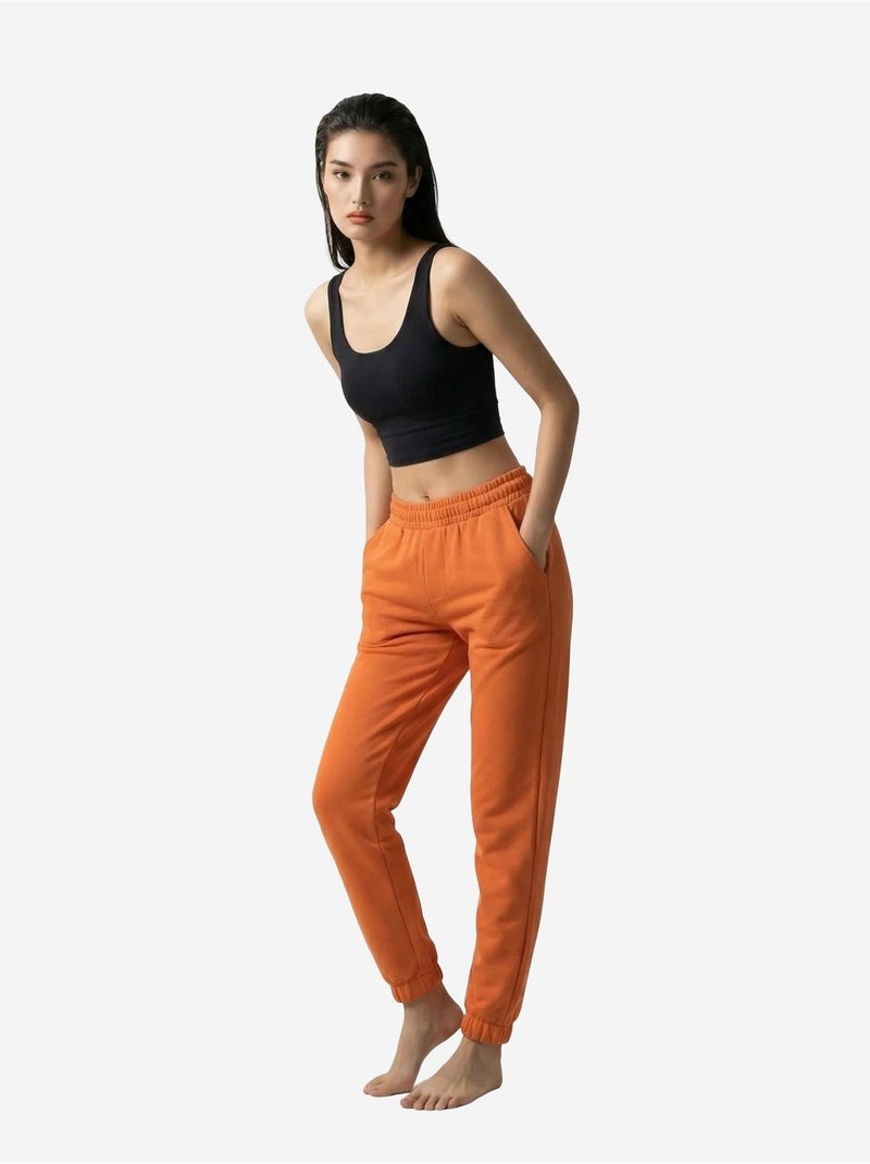 Pantalon de jogging uni à taille élastique my fashion Orange mandarine - Kiabi