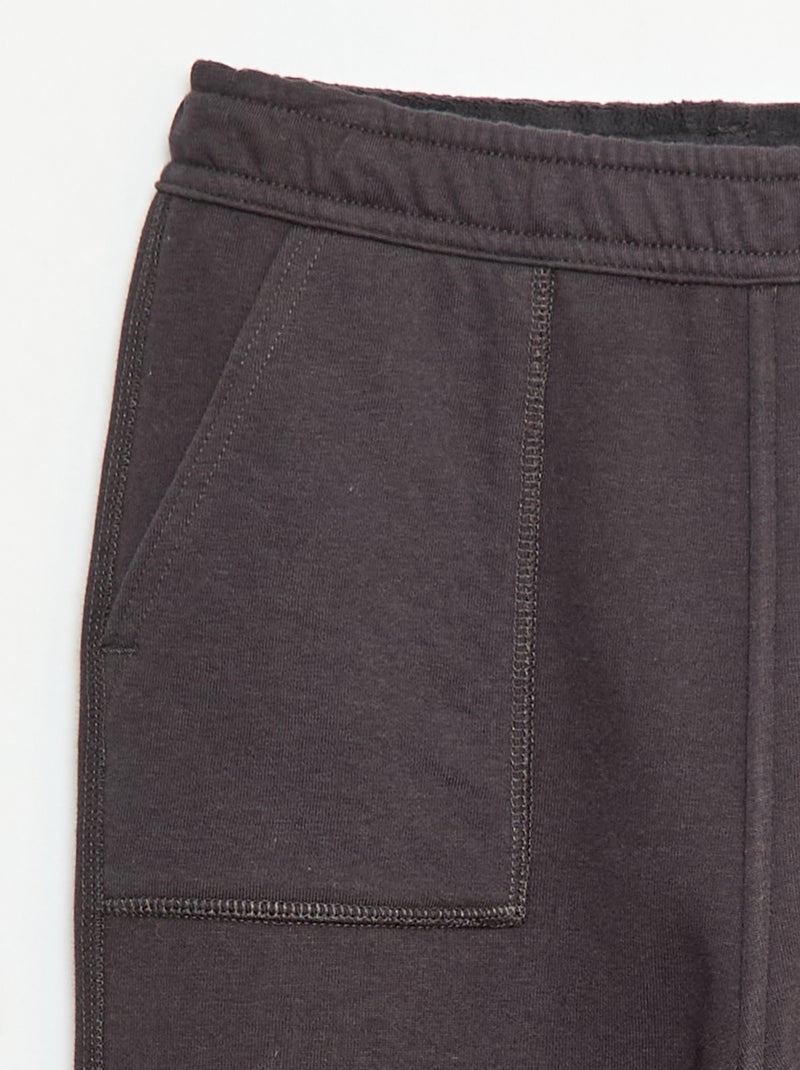 Pantalon de jogging uni avec 2 poches Noir - Kiabi