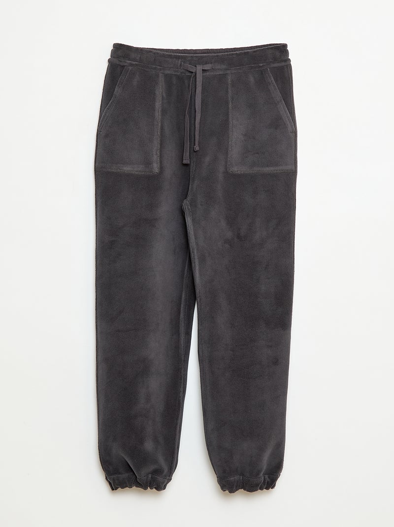 Pantalon de jogging uni avec 2 poches Noir - Kiabi