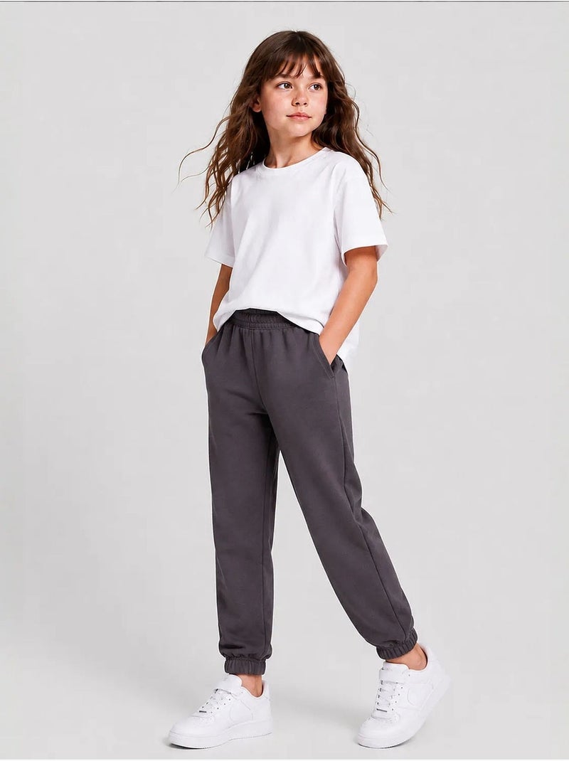 Pantalon de jogging unisexe junior à jambe fuselée tommy Gris Noir - Kiabi