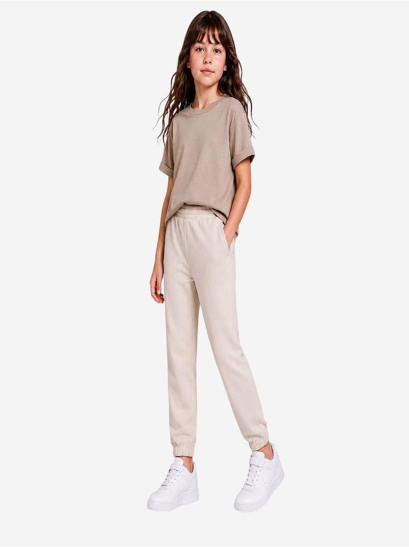 Pantalon de jogging unisexe junior à jambe fuselée tommy Sable - Kiabi