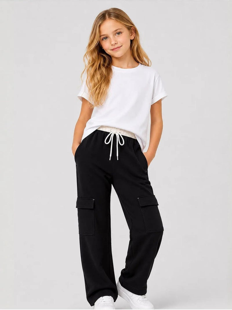Pantalon de jogging unisexe junior à taille élastique tommy Noir - Kiabi