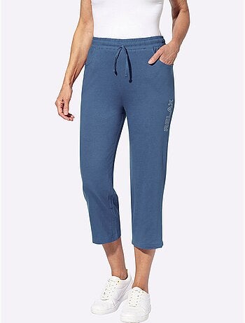 Pantalon de loisirs 7/8 avec ceinture élastique et poches - taille standard - moda vilona