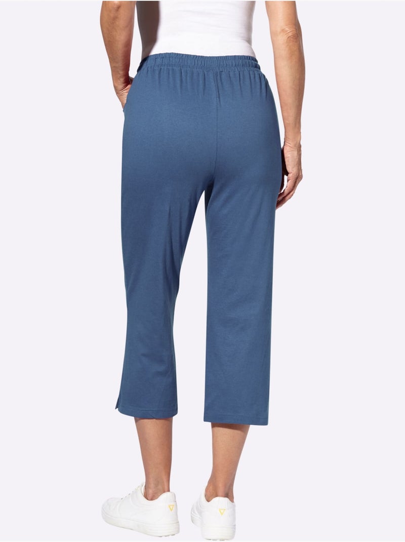 Pantalon de loisirs 7/8 avec ceinture élastique et poches - taille standard - moda vilona Bleu jean - Kiabi