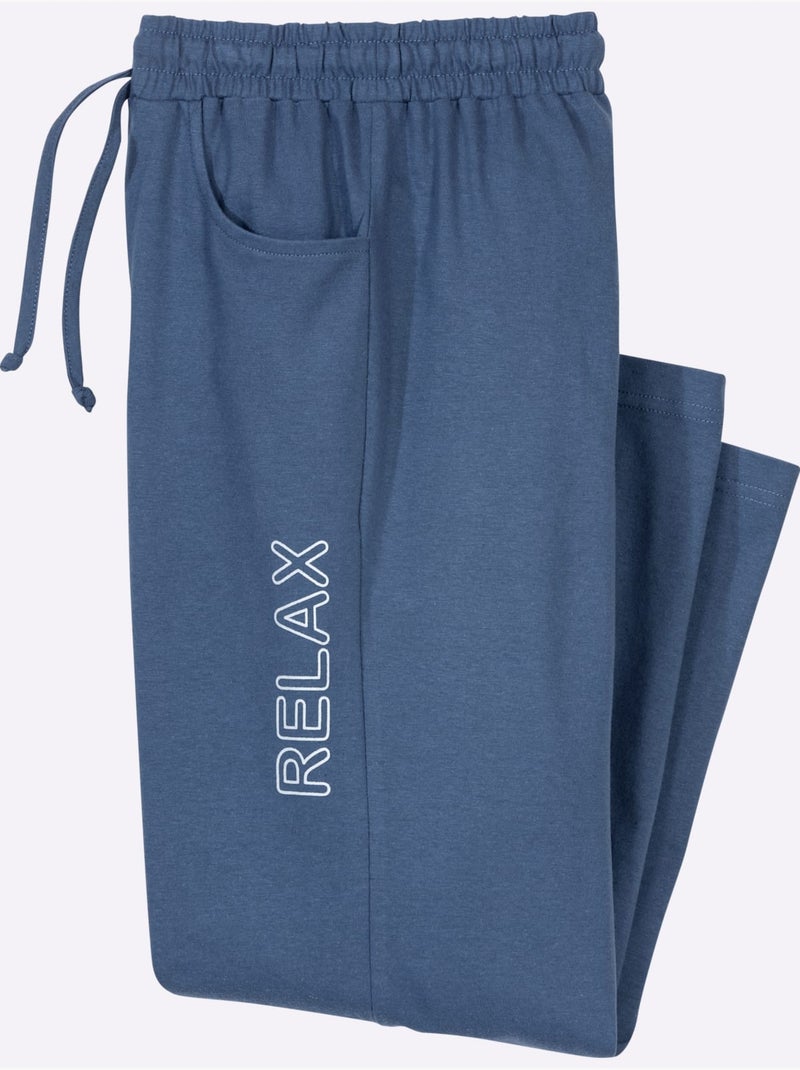 Pantalon de loisirs 7/8 avec ceinture élastique et poches - taille standard - moda vilona Bleu jean - Kiabi