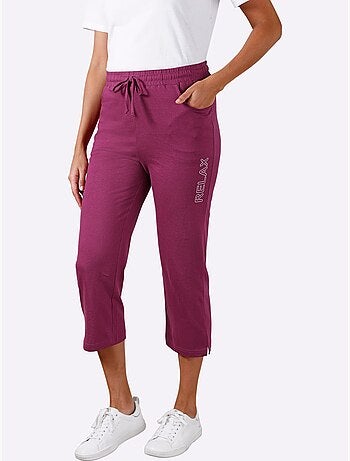 Pantalon de loisirs 7/8 avec ceinture élastique et poches - taille standard - moda vilona