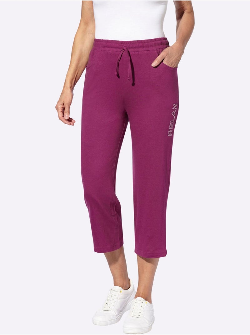 Pantalon de loisirs 7/8 avec ceinture élastique et poches - taille standard - moda vilona Mauve - Kiabi