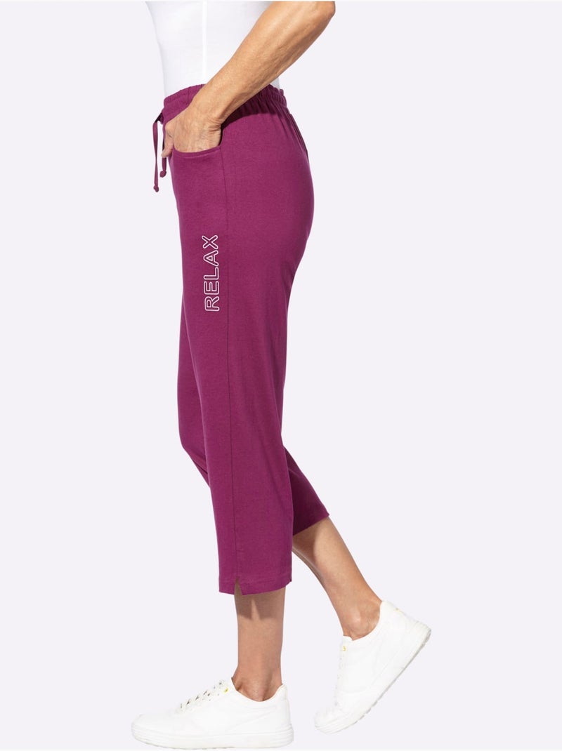 Pantalon de loisirs 7/8 avec ceinture élastique et poches - taille standard - moda vilona Mauve - Kiabi