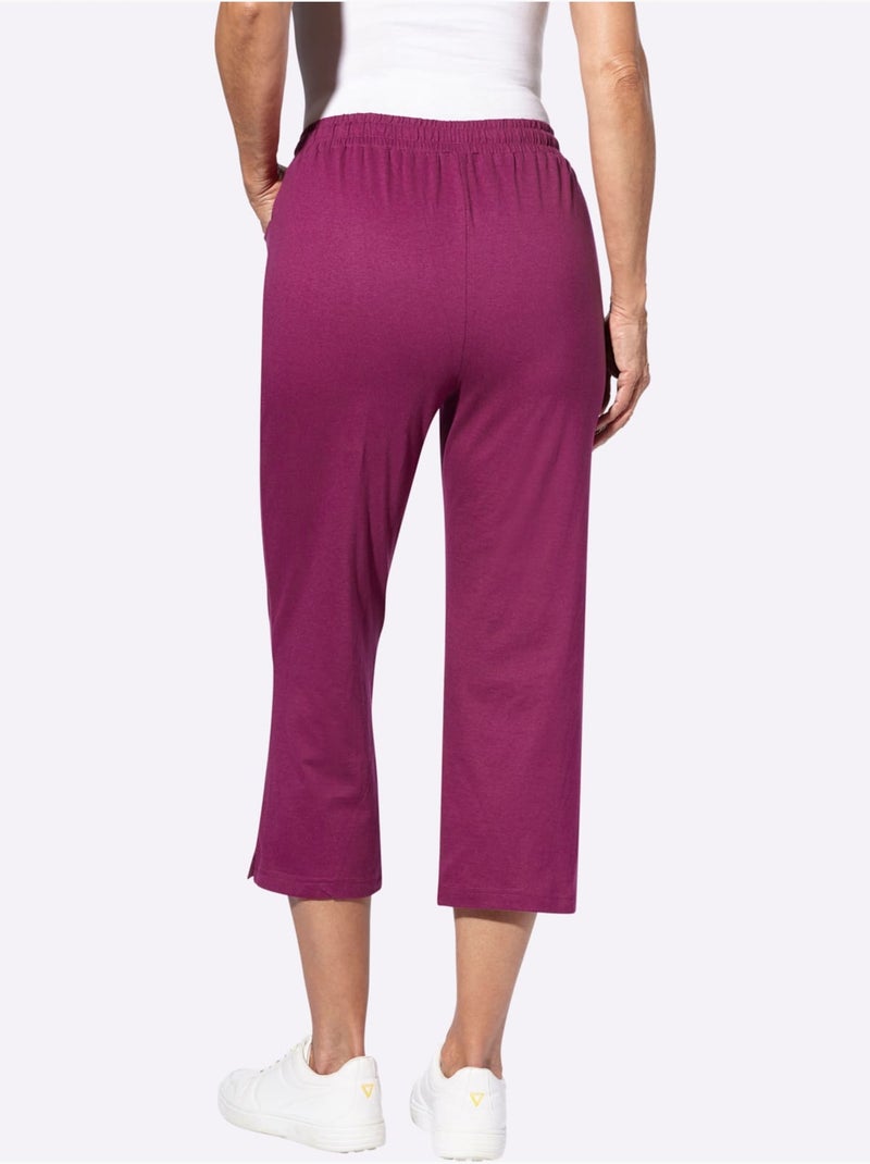 Pantalon de loisirs 7/8 avec ceinture élastique et poches - taille standard - moda vilona Mauve - Kiabi
