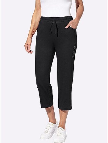 Pantalon de loisirs 7/8 avec ceinture élastique et poches - taille standard - moda vilona