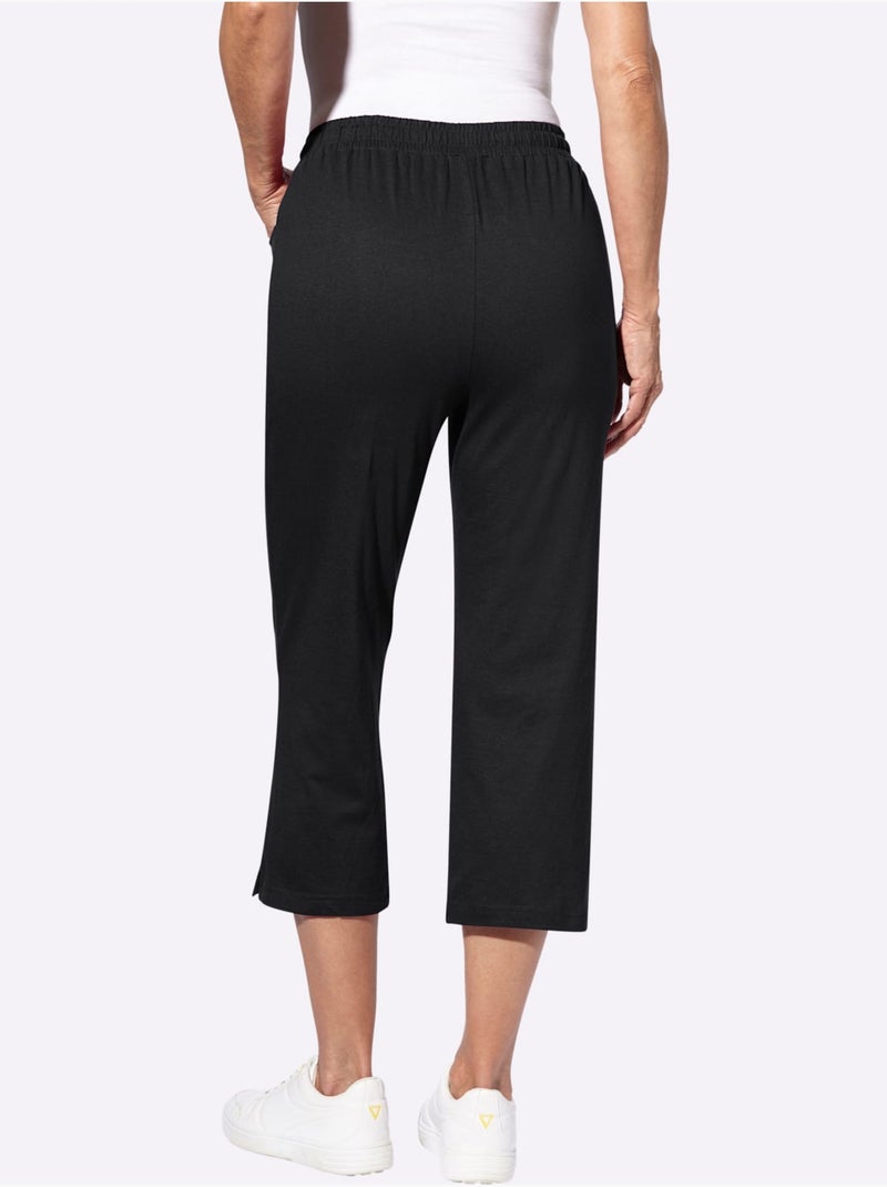 Pantalon de loisirs 7/8 avec ceinture élastique et poches - taille standard - moda vilona Noir - Kiabi