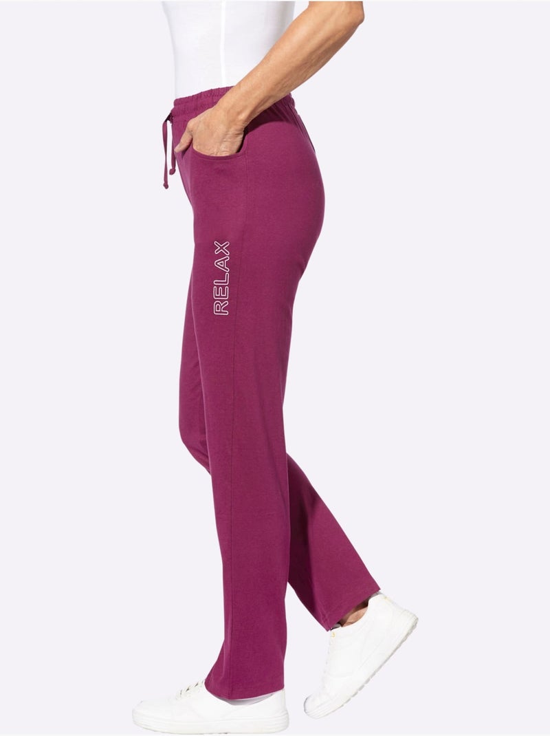 Pantalon de loisirs à ceinture élastique avec poches et imprimé - taille standard - moda vilona Mauve - Kiabi