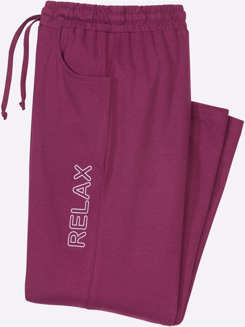 Pantalon de loisirs à ceinture élastique avec poches et imprimé - taille standard - moda vilona Mauve - Kiabi