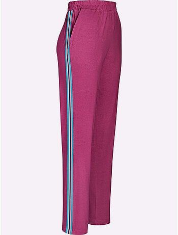 Pantalon de loisirs avec ceinture élastique et rayures latérales - Taille standard - Moda Vilona